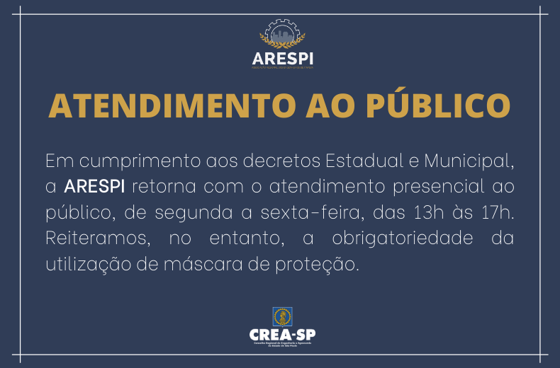 Atendimento ao Público – Site ARESPI está aberta ao público das 13h às 17h, de segunda a sexta