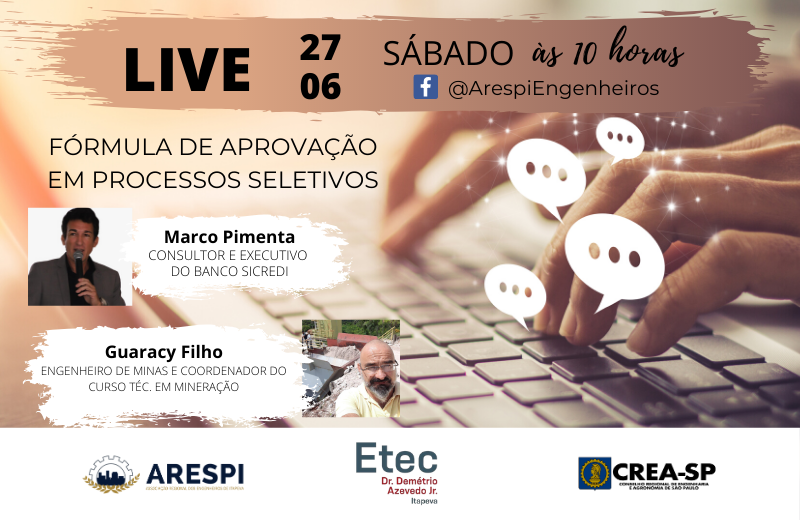 ARESPI promove live neste sábado (27) em parceria com a ETEC Dr. Demétrio Azevedo Jr.