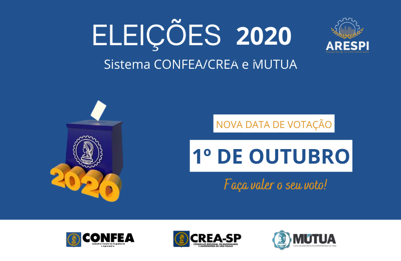 Eleições CREASP Site NOVA DATA - Eleições 2020 Sistema Confea/Crea e MUTUA: 1º de Outubro