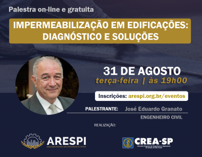 PALESTRA ON-LINE E GRATUITA: Impermeabilização em edificações: diagnóstico e soluções PALESTRA ON-LINE E GRATUITA: Impermeabilização em edificações: diagnóstico e soluções