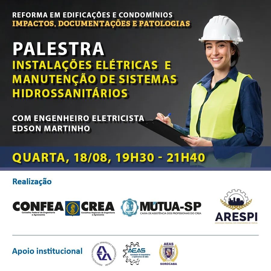 WhatsApp Image 2021-08-13 at 17.14.13 Evento on-line e gratuito inicia nesta quarta (18) com o tema: “Instalações elétricas: Manutenção de sistemas hidrossanitários”