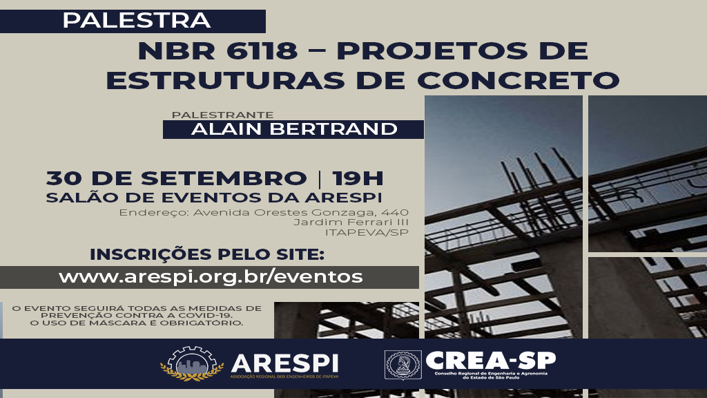 ARESPI e CREA-SP promovem palestra sobre Projetos de Estrutura de Concreto