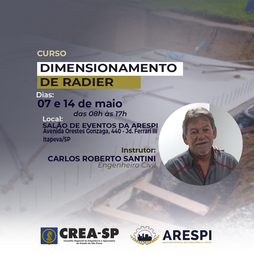 CURSO DIMENSIONAMENTO DE RADIER site materia ARESPI e CREA-SP promovem curso sobre dimensionamento de radier