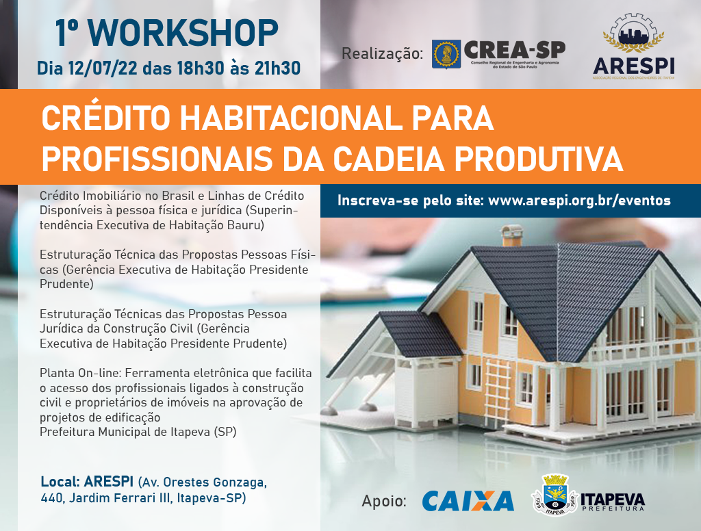 WORKSHOP 12 DE JULHO ARESPI 1º WORKSHOP - Crédito Habitacional para Profissionais da Cadeia Produtiva
