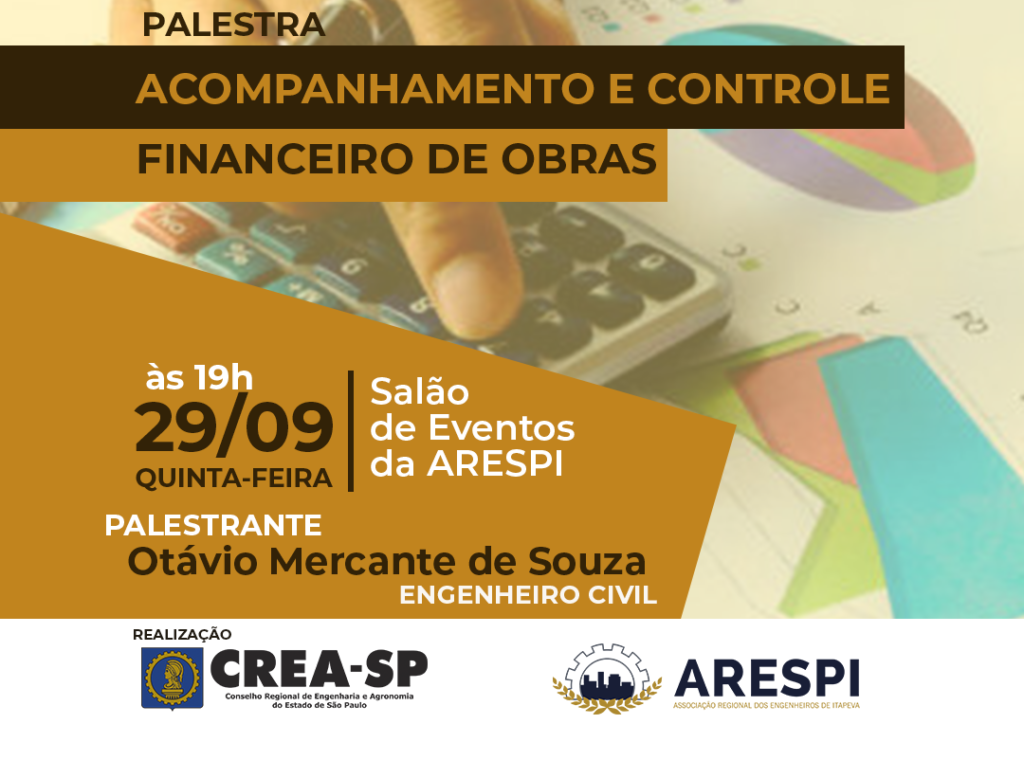 ARESPI e CREA-SP promovem palestra gratuita sobre acompanhamento e controle financeiro de obras